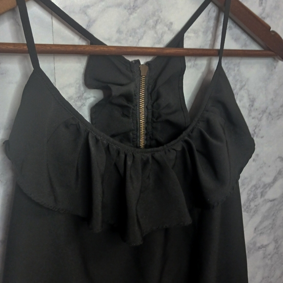 Prototype Cami Top Women Size M Neutral Black Ruffle Sleeveless Relaxes Fit - Picture 3 of 7